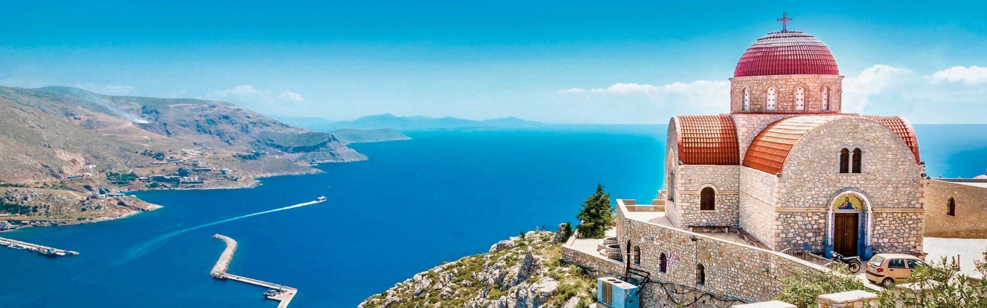 Corfu landscape with church Corfu landscape with church