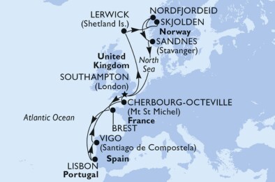Grand Atlantic & Fjords Itinerary