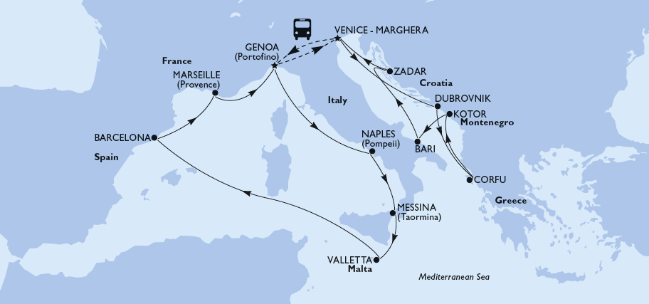 Venice to Genoa Itinerary for first deal