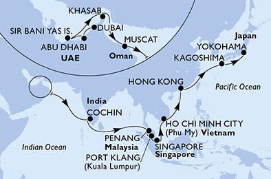United Arab Emirates, Oman, India, Malaysia, Singapore, Vietnam, Hong Kong, Japan