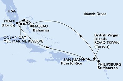 United States, Bahamas, Puerto Rico, Virgin Islands (British), St. Maarten